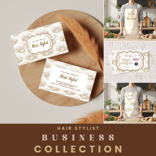 Cartão De Visita Penteado Floral Vintage Elegante