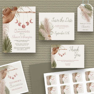 Convites Cintura Russa de Quinceanera Boho Pampas Ocidental