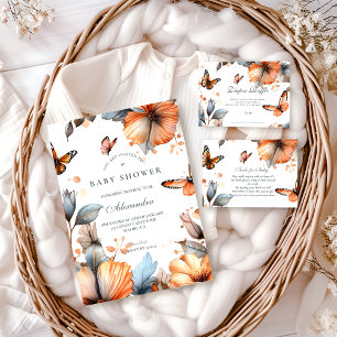 Convites Chuva de Borboletas em Aquarela Baby Shower