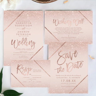 Rosa dourado script brilhante blush pink pink rsvp