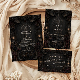 Convites Casamento Country Goth Sombrio