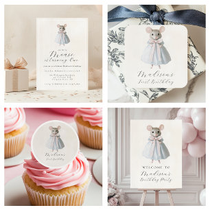 Convites Primeiro Aniversário do Rato Whimsical Vitoriano A