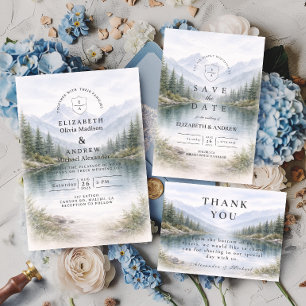 Reserve A Data Casamento Paisagem Floresta de Pinheiros Minimalis