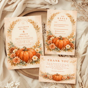 Reserve A Data Casamento Floral de Abóbora Rústica de Outono