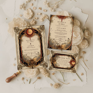 Cartão RSVP Casamento Vintage Celestial Art Nouveau