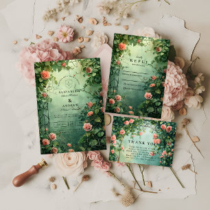 Convites Portão de Casamento do Jardim de Rosas Encantado