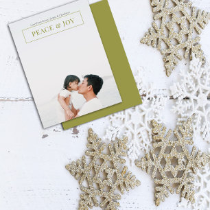 Cartão De Festividades Foto de Natal Peace and Joy Minimalist Holiday