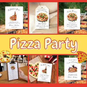 Convites Pizza e vinho Noite Moderna Mínima