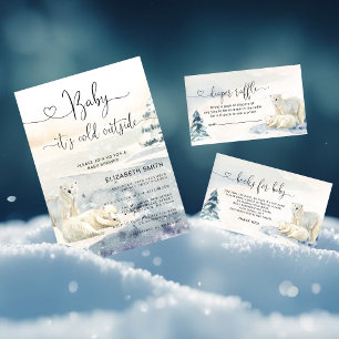 Cartão De Informações Livro de Ursos Polares para Jogo de Chá de fraldas