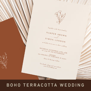 Convites Boho Minimalista Terracotta Wedding