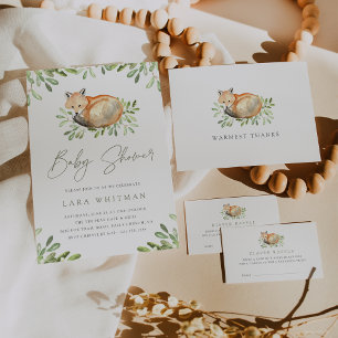 Cartão De Informações Bilhete de Chá de fraldas da Woodland Fox Raffle