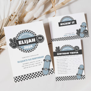 Cartão De Notas Groovy Hippie Birthday, skate controlado para rapa