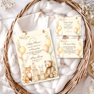 Convites Chá de fraldas de animais florestais