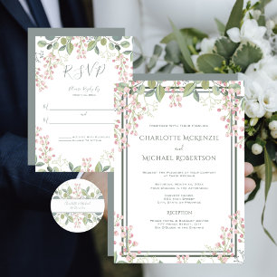 Etiqueta Blossomas de primavera, Leve Rosa, Verde-Casa