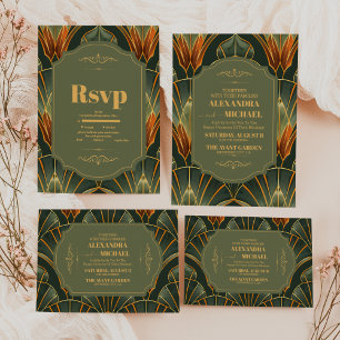 Cartão RSVP Casamento vintage Elegante Verde-Oliva