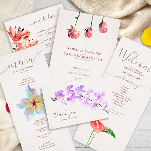 Floral Watercolor Cosmos Daisy Terracotta Wedding