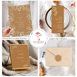 Convites Detalhes de Casamento de Gypsophila Botânica Solid