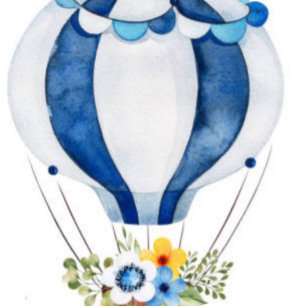 Convites Chá de fraldas Floral marinho Blue Hot Air Balloon