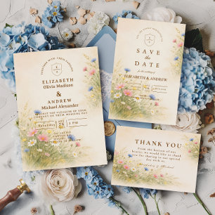 Cartão RSVP Casamento Floral Prado de Primavera