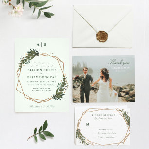 convite para casamento geométrico da terra floral