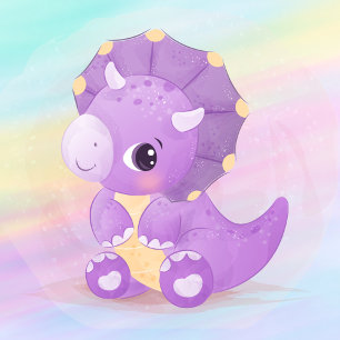 Convites Dinossauro Roxo, Dinossauro, Chá de fraldas De Art