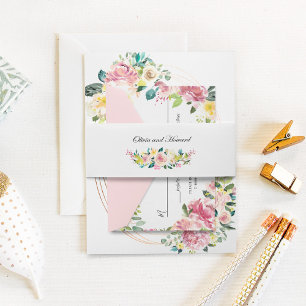 Convites Casamento Floral de Pastel Blush de Quadro Oval Mo