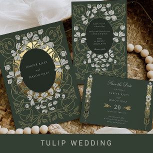 Convites Verdant Romance Art Nouveau Wedding
