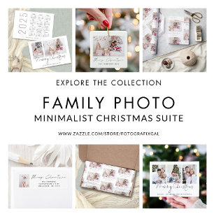 Família Moderna 3 Fotos Script Feliz Cartão de Nat