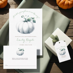 Convites Vintage White Little Pumpkin Fall Chá de fraldas