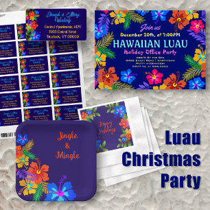 Convites Hibiscus do Partido Havaiano Luau Holiday na Holly
