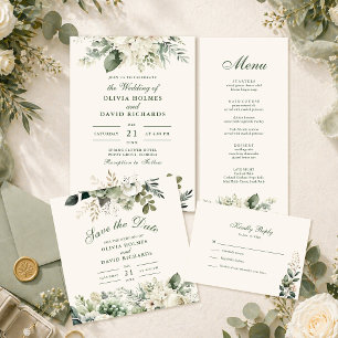 Cartão de Detalhes do Casamento Sage Green & Flore