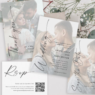 Convites Casamento de Fotografias com Script Elegante Moder
