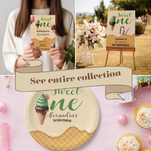 Convites Sorvete Fotográfico Doce Um Primeiro Aniversário