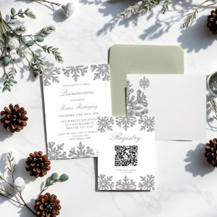 Convites Silver Snowflake Winter Quinceanera