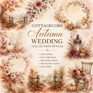 Convites Casamento Outonal Rústico Cottagecore Romântico