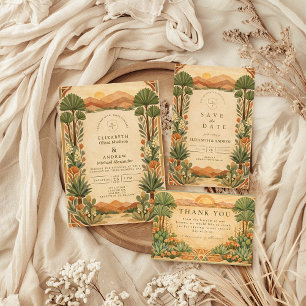 Cartão De Agradecimento Casamento Botânico no Deserto Boho
