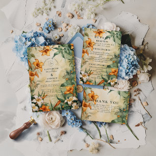 Convites Casamento Floral Botânico Antigo