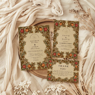 Reserve A Data Casamento Rustic Botanical Pomegranate