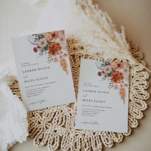 Cartão De Agradecimento Boho Floral Casamento outono Obrigado Nota