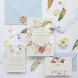 Convites Casamento De Selva Floral De Grama Seca De Creme P