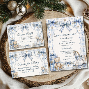 Guardanapo De Papel Chá de Bebê Floco de Neve Azul Elegante