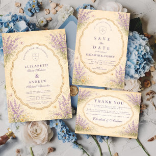 Convites Casamento no Jardim de Lavanda Vintage