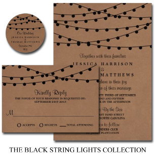 Convites A Coleção de Casamentos Rustic Kraft String Lights