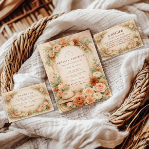 Cartão De Agradecimento Botas Florais Rústicas Chá de Noiva Western