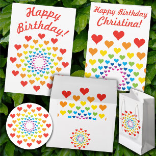 Prato De Papel Corações arco-íris