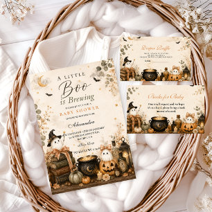 Cartão De Informações Elegante Little Boo Is Brewing Sorteio de Fraldas
