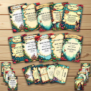 Convites Casamento de Fairytale no Castelo de Woodland do S