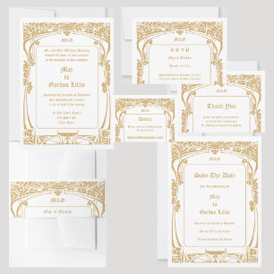 Convites Vintage Art Nouveau Style Wedding