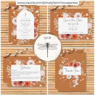 Reserve A Data Boho Burnt Orange Fall Floral Arco Floral Monogram
