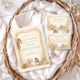 Cartão De Informações Animais de Jungueira Safari Neutros Sorteio de Fra